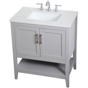 Elegant Decor Aubrey 30&quot Single Quartz Top Bathroom Vanity in Gray