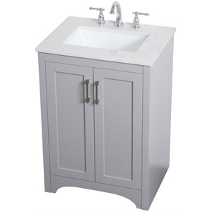 Elegant Decor Moore 24&quot Single Quartz Top Bathroom Vanity in Gray