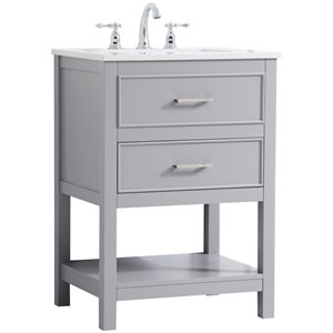 Elegant Decor Sinclaire 24&quot Single Quartz Top Bathroom Vanity in Gray