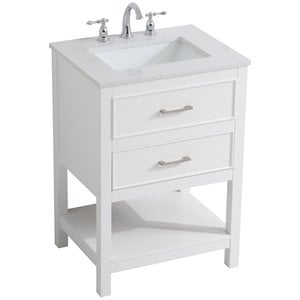 Elegant Decor Sinclaire 24&quot Single Quartz Top Bathroom Vanity in White