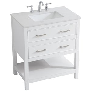 Elegant Decor Sinclaire 30&quot Single Quartz Top Bathroom Vanity in White