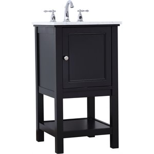 Elegant Decor Metropolis 19&quot Single Marble Top Bathroom Vanity in Black