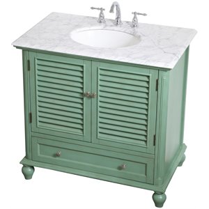 Elegant Decor Rhodes 36&quot Single Marble Top Bathroom Vanity in Vintage Mint