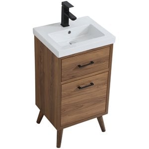 Elegant Decor Boise 18&quot Wood Single Bathroom Vanity in Walnut Brown