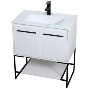 Elegant Decor Gerard 30&quot Single Porcelain Top Bathroom Vanity in White