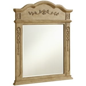 Elegant Decor Danville 38&quot x 32&quot Wood Frame Bathroom Mirror in Antique Beige