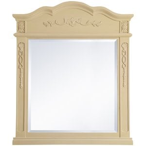 Elegant Decor Danville 38&quot x 32&quot Wood Bathroom Mirror in Light Antique Beige