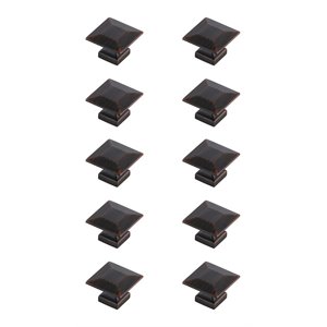 Elegant Decor Cecil 1.3&quot Square Zinc Alloy Knob Multipack in Bronze (Set of 10)