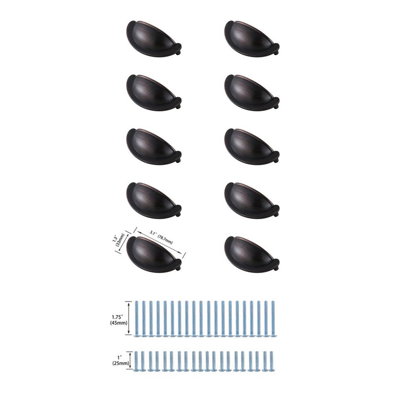 Elegant Decor Claude Zinc Alloy Cup Bar Pull Multipack in Bronze (Set of 10)