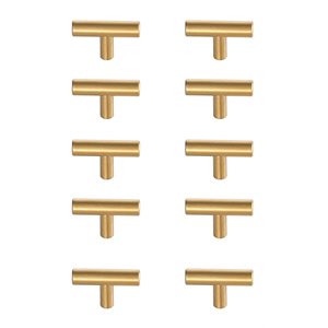 Elegant Decor Quinn Modern Zinc Alloy T Bar Pull Multipack in Brass (Set of 10)