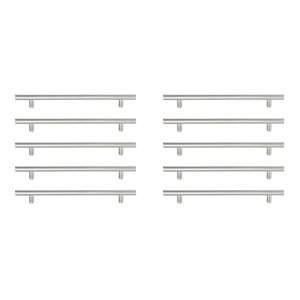 Elegant Decor Quinn Modern Zinc Alloy Bar Pull Multipack in Nickel (Set of 10)