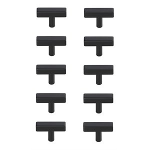 Elegant Decor Dior Modern Zinc Alloy T Bar Pull Multipack in Black (Set of 10)