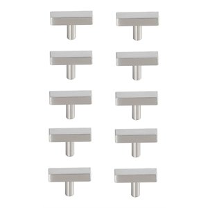 Elegant Decor Dior Modern Zinc Alloy T Bar Pull Multipack in Nickel (Set of 10)