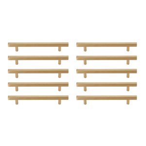 Elegant Decor Dior Modern Zinc Alloy Bar Pull Multipack in Brass (Set of 10)