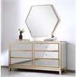 Elegant Decor Reflexion 6-Drawer Solid Wood and MDF Dresser in Gold Finish