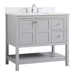 Elegant Decor Theo 36&quot Solid Wood Single Bathroom Vanity with Backsplash in Gray