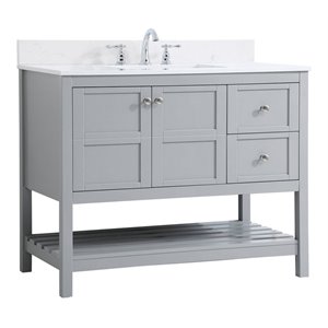Elegant Decor Theo 42&quot Solid Wood Single Bathroom Vanity with Backsplash in Gray