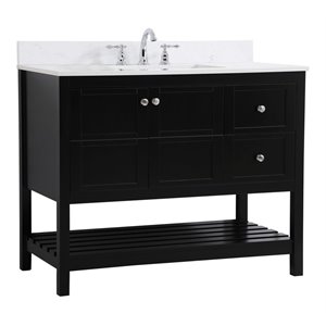 Elegant Decor Theo 42&quot Solid Wood Single Bathroom Vanity w/ Backsplash in Black