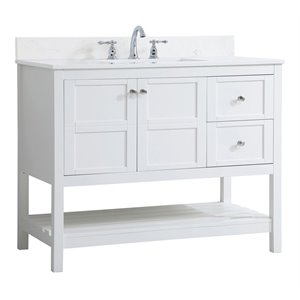 Elegant Decor Theo 42&quot Solid Wood Single Bathroom Vanity w/ Backsplash in White