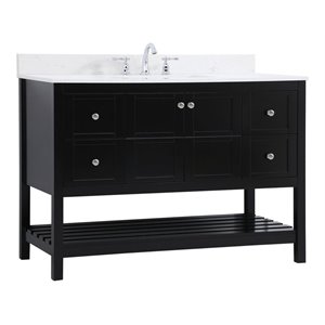 Elegant Decor Theo 48&quot Solid Wood Single Bathroom Vanity w/ Backsplash in Black