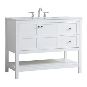 Elegant Decor Theo 42&quot Steel and Solid Wood Single Bathroom Vanity in White