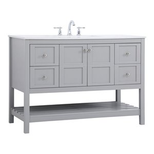 Elegant Decor Theo 48&quot Steel and Solid Wood Single Bathroom Vanity in Gray