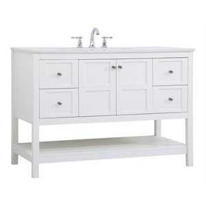 Elegant Decor Theo 48&quot Steel and Solid Wood Single Bathroom Vanity in White