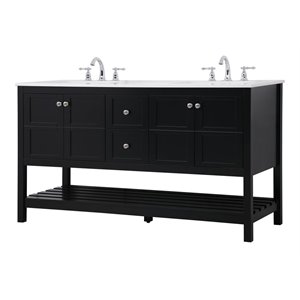 Elegant Decor Theo 60&quot Steel and Solid Wood Single Bathroom Vanity in Black