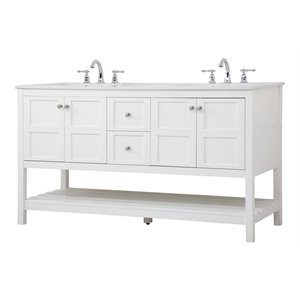 Elegant Decor Theo 60&quot Steel and Solid Wood Single Bathroom Vanity in White