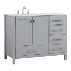 Elegant Decor Irene 42&quot Solid Wood and Stone Single Bathroom Vanity in Gray
