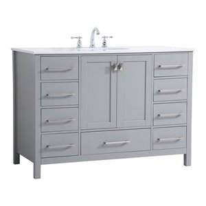 Elegant Decor Irene 48&quot Solid Wood and Stone Single Bathroom Vanity in Gray