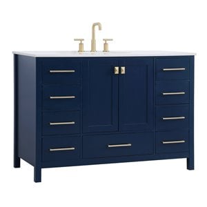 Elegant Decor Irene 48&quot Solid Wood and Stone Single Bathroom Vanity in Blue