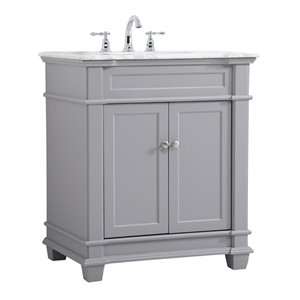 Elegant Decor Wesley 30&quot Steel and Solid Wood Single Bathroom Vanity Set in Gray