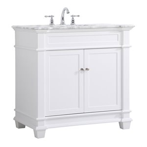 Elegant Decor Wesley 36&quot Steel and Solid Wood Single Bathroom Vanity Set - White
