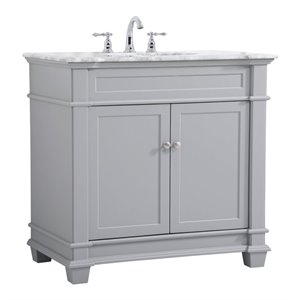 Elegant Decor Wesley 36&quot Steel and Solid Wood Single Bathroom Vanity Set in Gray