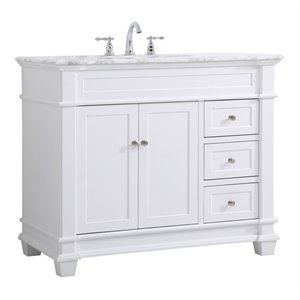 Elegant Decor Wesley 42&quot Steel and Solid Wood Single Bathroom Vanity Set - White