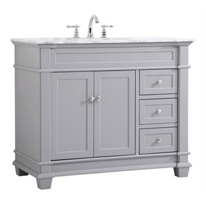 Elegant Decor Wesley 42&quot Steel and Solid Wood Single Bathroom Vanity Set in Gray