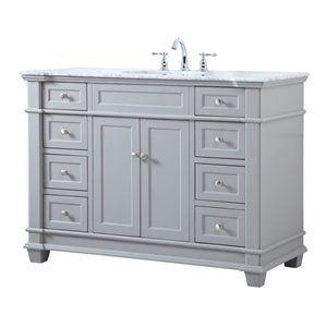 Elegant Decor Wesley 48&quot Steel and Solid Wood Single Bathroom Vanity Set in Gray