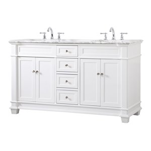 Elegant Decor Wesley 60&quot Steel and Solid Wood Double Bathroom Vanity Set - White