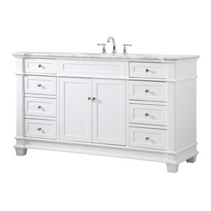 Elegant Decor Wesley 60&quot Steel and Solid Wood Single Bathroom Vanity Set - White