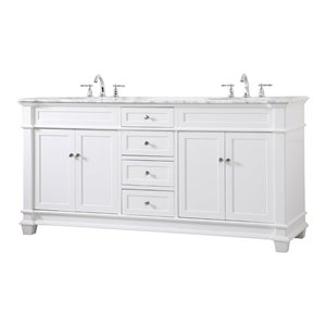 Elegant Decor Wesley 72&quot Steel and Solid Wood Double Bathroom Vanity Set - White
