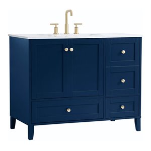 Elegant Decor Sommerville 42&quot Steel and Wood Single Bathroom Vanity in Blue