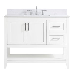 Elegant Decor Aubrey 42&quot Solid Wood Single Bathroom Vanity w/ Backsplash - White