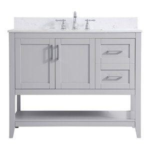 Elegant Decor Aubrey 42&quot Solid Wood Single Bathroom Vanity w/ Backsplash in Gray