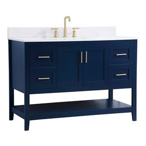 Elegant Decor Aubrey 48&quot Solid Wood Single Bathroom Vanity w/ Backsplash in Blue