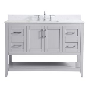 Elegant Decor Aubrey 48&quot Solid Wood Single Bathroom Vanity w/ Backsplash in Gray