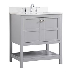Elegant Decor Theo 30&quot Solid Wood Single Bathroom Vanity with Backsplash in Gray