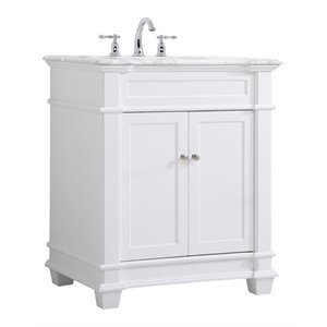Elegant Decor Wesley 30&quot Steel and Solid Wood Single Bathroom Vanity Set - White