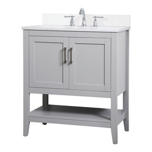 Elegant Decor Aubrey 30&quot Solid Wood Single Bathroom Vanity w/ Backsplash in Gray