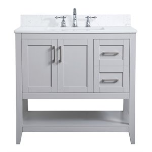 Elegant Decor Aubrey 36&quot Solid Wood Single Bathroom Vanity w/ Backsplash in Gray
